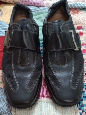 TOD'S Black Leather Buckle Strap Slip-On Loafers